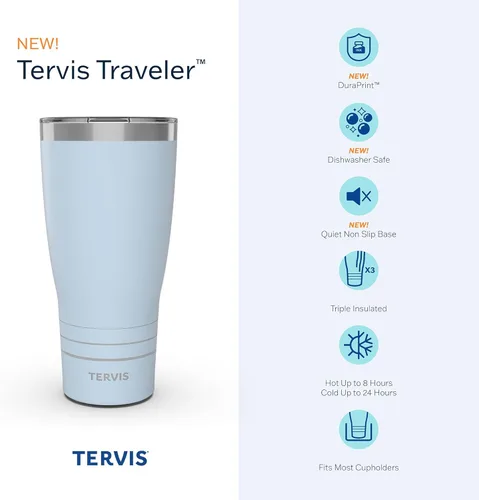 Vista 3 de Tervis Traveler - Vaso térmico de triple pared Kelly Ventura Protea mantiene las bebidas frías y calientes, 30 onzas, acero inoxidable