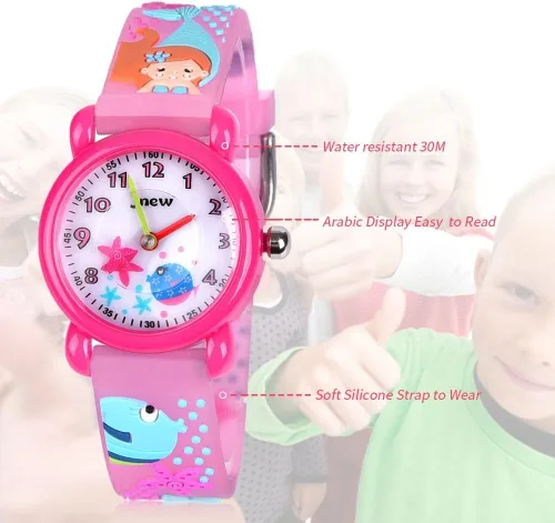 Vista 4 de Kids Gift Reloj impermeable de dibujos animados 3D para niñas, regalos para niñas de 3 a 8 años