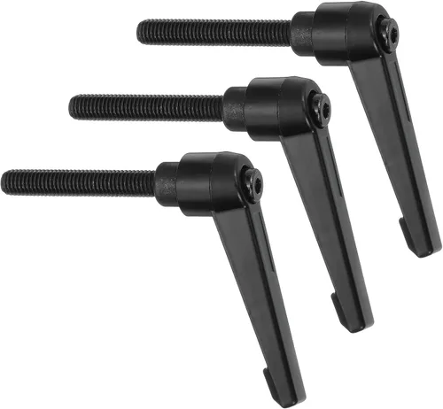 Vista 16 de uxcell 3 perillas ajustables M5 x 0.472 in, rosca macho, botón de trinquete, cierre rápido, perno giratorio para maquinaria de torno, color negro