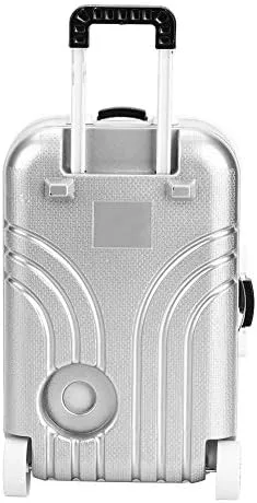 Vista 7 de Asixxsix Maleta de viaje de mini muñecas - Caja de equipaje con ruedas para muñecas (plateada)