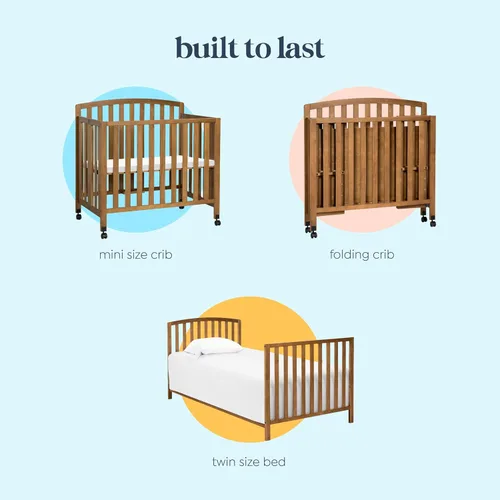 Vista 6 de DaVinci Dylan Cuna portátil 3 en 1 para bebé con ruedas - Conversión a cama para niños pequeños y sofá cama - Perfecta para espacios pequeños