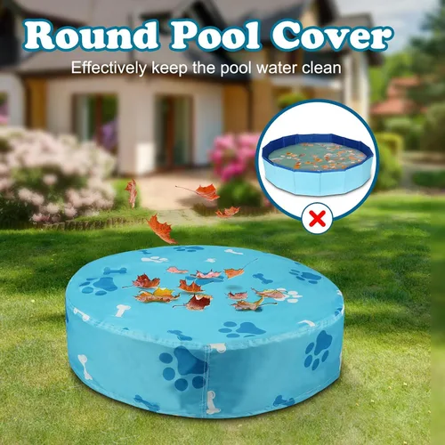 Vista 7 de Rypet Cubierta plegable redonda para piscina de mascotas de 71 pulgadas, fundas de piscina para niños, a prueba de fugas, lavables, accesorios