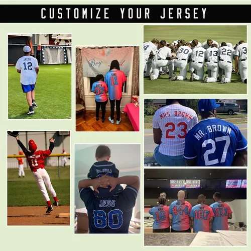 Vista 6 de Camiseta de béisbol personalizada con número de nombre cosido o impreso, camiseta de béisbol para hombres, mujeres, jóvenes, camiseta de béisbol