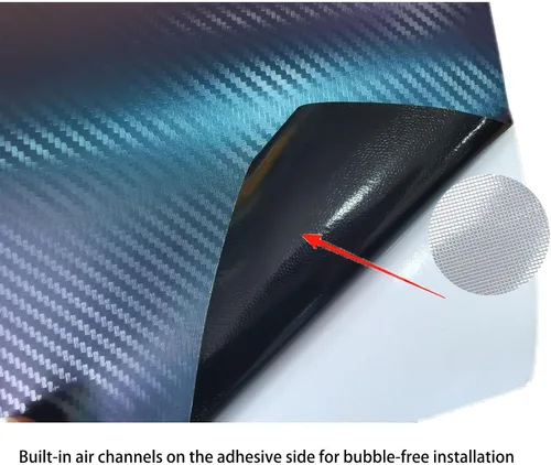 Vista 5 de Envoltura de Vinilo de Fibra de Carbono, Envoltura de Vinilo Púrpura Brillante para Automóvil, Encantador Camaleón Azul a Púrpura Autoadhesivo 1 pie