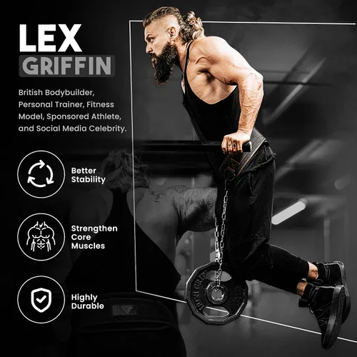 Vista 4 de RDX Cinturón de inmersión para levantamiento de pesas, cadena de acero ajustable de 36 pulgadas, cinturón de inmersión, entrenamiento de gimnasio