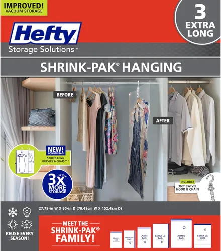 Vista 8 de Bolsas de almacenamiento al vacío Hefty Shrink-Pak - Ahorro de espacio para almacenamiento debajo de la cama, ropa y edredones, 3 veces más espacio