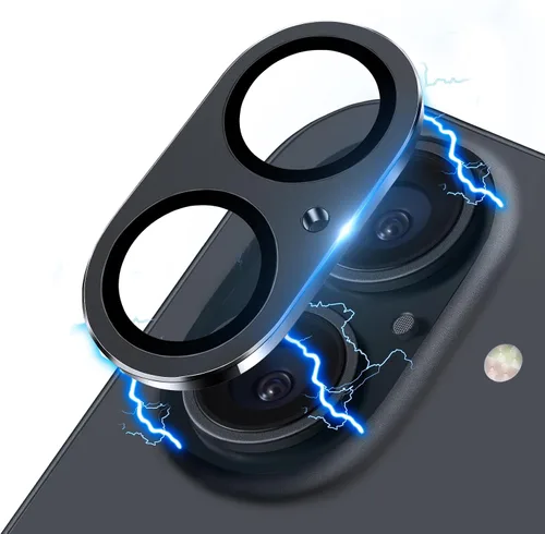 Vista 55 de Protector de Lente de Cámara para iPhone 14 / iPhone 14 Plus Película de Cubierta de Cámara de Metal, Vidrio Templado 9H, Antiarañazos, Compatible