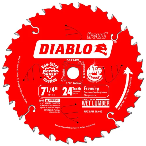Vista 8 de Disco de sierra de enmarcado rápido Diablo para madera - Diámetro de 5-3/8", 16 dientes ATB, eje de 10 mm, corte de 0.049", ángulo de gancho de 18°