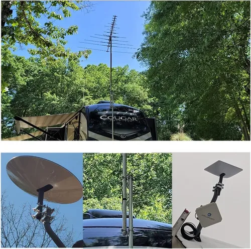 Vista 7 de Paquete de 2 abrazaderas de mástil de antena doble en V, pernos de 5.5 pulgadas y 3 opciones de configuración, kit de montaje de poste a poste