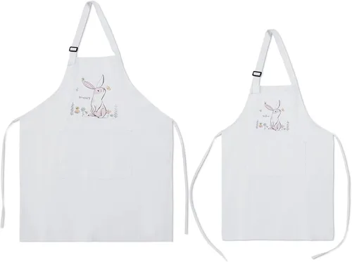 Vista 12 de Paquete de 2 delantales personalizados para padres e hijos, delantales ajustables con foto con nombre personalizado para cocina, cocina, hornear