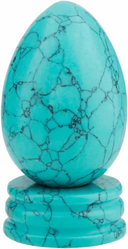 Vista 6 de Rockcloud Esfera de huevo de cristal curativo de 1.7 pulgadas con soporte Verde