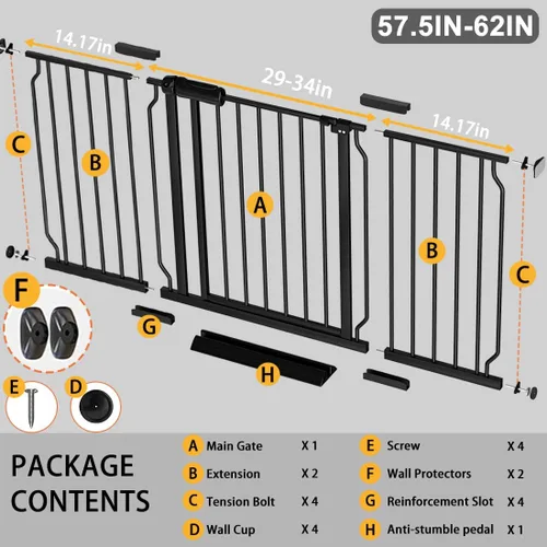 Vista 33 de Fairy Baby Puerta de seguridad para bebés Extensión de 12 cm para puerta de seguridad para bebés con cierre automático Puerta de seguridad