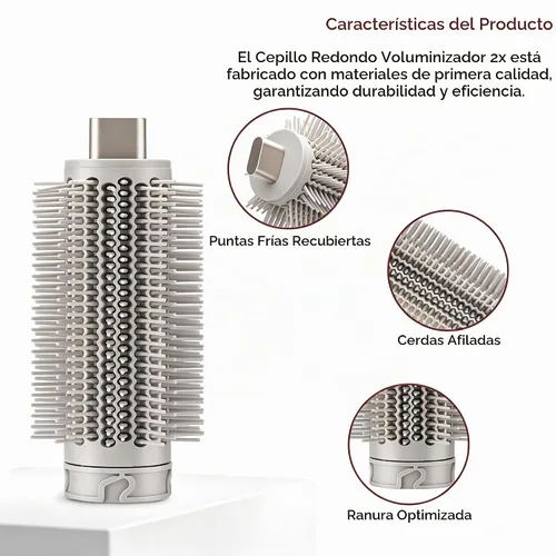 Vista 6 de Cepillo voluminizador redondo mejorado para Shark FlexStyle, accesorio de cepillo redondo compatible con Shark Flexstyle para un peinado suave