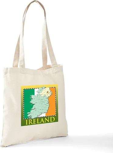 Vista 6 de CafePress Ireland Map and Flag Tote Bag Reusable Natural Beige Canvas Shopping Bag