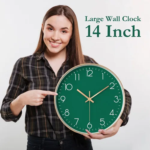 Vista 7 de Modern Wall Clock for Living Room Decor, 14 Inch Large Wall Clock Silent Battery Operated, Classic Round Analog Clock for Bedroom, Kitchen, Office