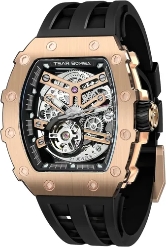 Vista 18 de BENYAR Mens Automatic Mechanical Watch Skeleton Dress Watch for Men Gris negro