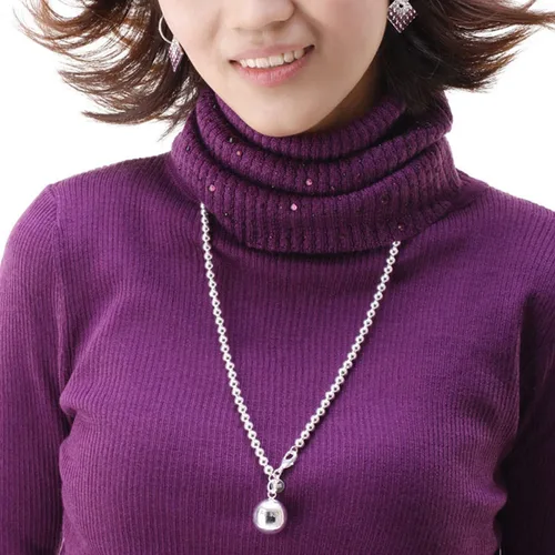 Vista 8 de Italia Fashion - Collar de cuentas de plata de ley 925 con colgante de campana y corazón de 0.157 pulgadas, 0.157 pulgadas, 0.236 pulgadas, 0.315