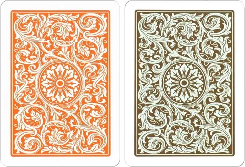 Vista 7 de Copag 1546 Design - Juego de cartas 100% de plástico, tamaño de póquer (estándar) Jumbo Index naranja/marrón juego de doble cubierta