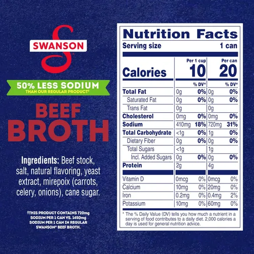 Vista 2 de Swanson Caldo de carne con 50% menos de sodio, 14.5 oz.