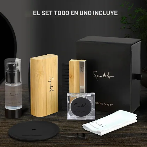 Vista 2 de SpinArt Kit de limpieza de discos de vinilo 8 en 1, incluye cepillos de terciopelo suave y microfibra, solución de limpieza LP, gel de lápiz