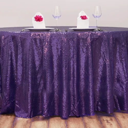 Vista 21 de Tableclothsfactory Luxury Collection - Manteles redondos de lentejuelas de 108 pulgadas, color dorado