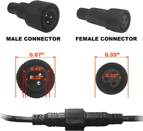 Vista 4 de Cable de cable de extensión de 6.6FT para la barra ligera estroboscópica del vehículo LED del asesor de tráfico de advertencia del LED