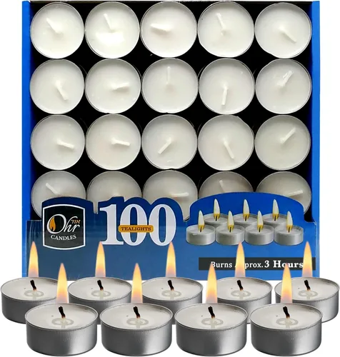 Vista 9 de Ohr Candles Velas Tealight – Paquete de 25 velas de té – Velas blancas sin perfume – 3 horas de tiempo de combustión