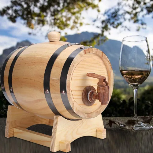 Vista 4 de Mini barril de vino de madera de pino para el hogar, equipo de elaboración de cerveza de madera para tequila, whisky, ron envejecimiento