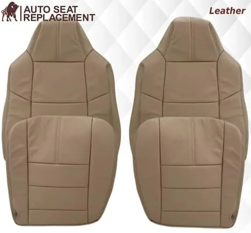 Vista 2 de 2008 2009 2010 Ford F250 F350 F450 Lariat Crew Cab Funda de asiento de cuero de repuesto para el conductor y el pasajero, fundas de asiento de cuero