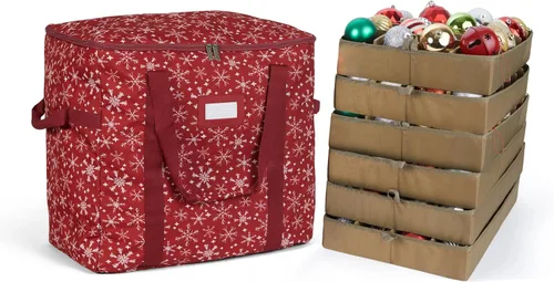 Vista 99 de Covermates Keepsakes Bolsa de almacenamiento ajustable para adornos, con asas de transporte, protección acolchada, ruedas dobles, almacenamiento