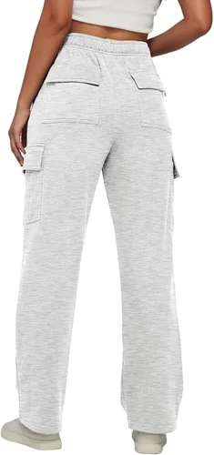 Vista 5 de Cargo Sweatpants for Women Casual Fleece Lined Joggers High Waisted Sweat Pants with Pockets
