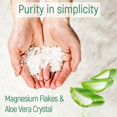 Vista 3 de Copos de baño de magnesio, sal del mar muerto, sales del mar muerto para remojar, copos de magnesio para baño, mejorados con aloe vera (3 libras)
