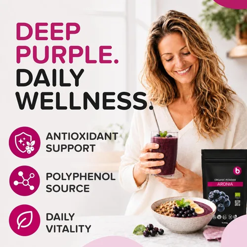 Vista 2 de Polvo de bayas de Aronia natural, superalimento de chokeberry negro, alto en antocianinas y polifenoles, apoya el sistema inmunológico