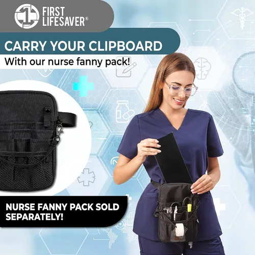 Vista 6 de First Lifesaver Portapapeles de enfermería de 3 capas plegable de aluminio con clip fuerte para enfermeras, estudiantes de enfermería y médicos