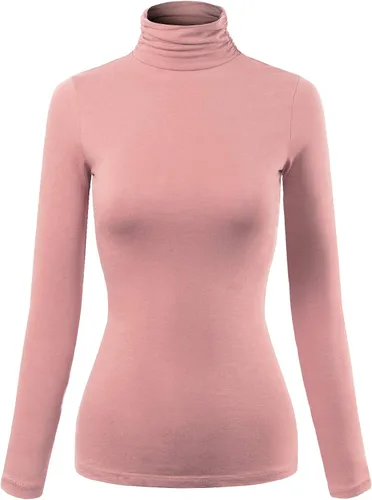 Vista 12 de MixMatchy Camiseta básica de manga larga con cuello alto y corte ajustado para mujer Negro
