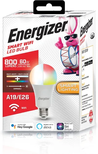 Vista 6 de Energizer Connect Smart A19 - Bombilla LED RGB multicolor y multicolor con control de voz y acceso remoto a través de tu teléfono inteligente