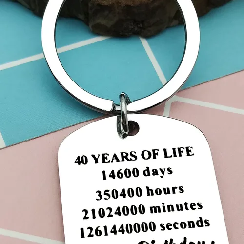 Vista 3 de Llavero de feliz cumpleaños de 40 años, para mujeres y hombres, regalos de feliz cumpleaños para él, regalo de cumpleaños, idea de recuerdo, mamá