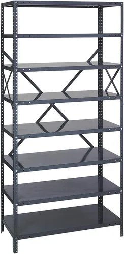 Vista 149 de Quantum QSBU-245BK Heavy Duty Shelving Unit with (7) Shelves and (24) QUS245 Black Bins for Garage Warehouse Storage Distribution 400 lb Load