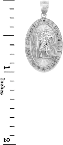Vista 4 de Colgante de plata de ley 925 con medalla de San Cristóbal Patrono de los Viajeros Protección Católica, Plata esterlina