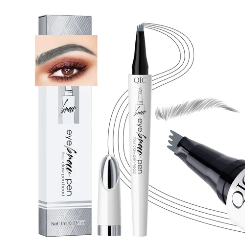 Vista 12 de Pluma de cejas de 4 puntas, trazos naturales para el cabello, cejas, forro, barba, línea capilar (1#café claro)