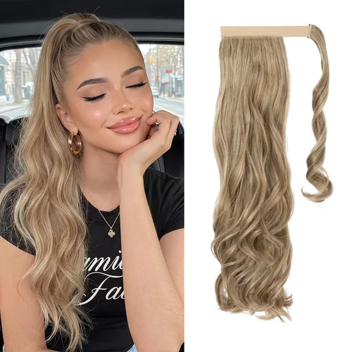 Vista 27 de CJL HAIR 14" Extensión de cola de caballo corta con cabello rizado y ondulado, clip en la cola de caballo, extensión de pelo sintético falso