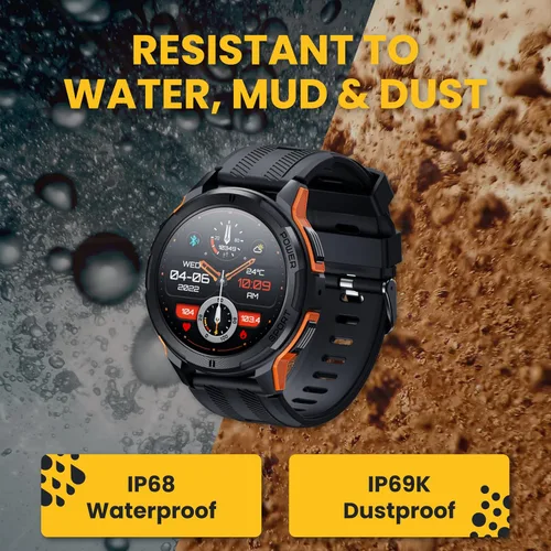Vista 2 de Reloj inteligente Foreman naranja, bandas de silicona con diseño de intercambio rápido y protector de pantalla resistente a los arañazos, reloj