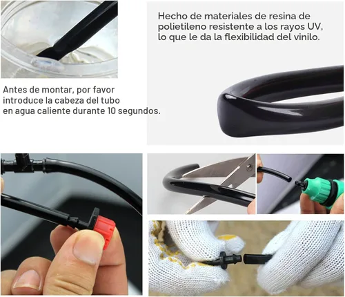 Vista 6 de MIXC Manguera de Riego por Goteo con Tubería de Distribución Lisa de 1/4 de Pulgada, Rollo de 50 Pies