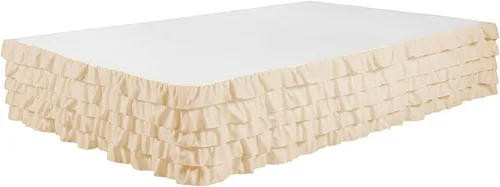 Vista 3 de Falda de cama escalonada con volantes de cascada 100% microfibra cepillada con caída de 14 pulgadas, tamaño individual, color azul Allure