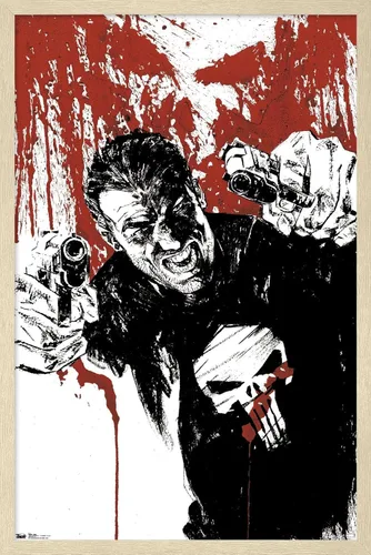 Vista 7 de Trends International Marvel Comics - Póster de pared de The Punisher - Pistols, 22.375 x 34 pulgadas, versión enmarcada de madera de granero