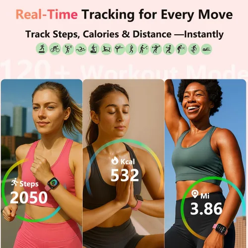 Vista 4 de MorePro Rastreador de fitness con monitor de frecuencia cardíaca 24/7 / presión arterial, seguimiento de oxígeno en sangre/sueño, más de 120