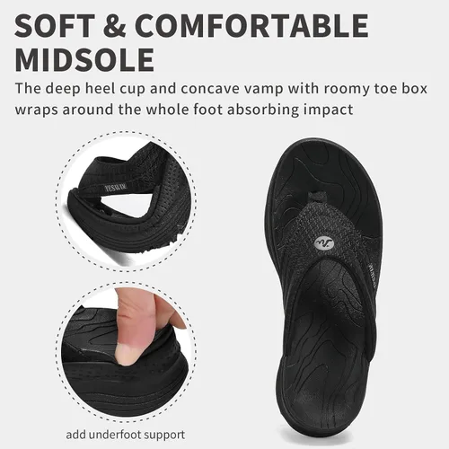 Vista 6 de Chanclas de plataforma ortopédicas para mujer con soporte de arco, sandalias de pata de gallo cómodas para recuperación, para caminar, con cierre