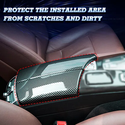 Vista 4 de x xotic tech Funda para reposabrazos central para interior del automóvil, con patrón de fibra de carbono, caja de almacenamiento, protector de tapa