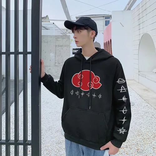 Vista 2 de Ficlwigkis Sudadera con capucha de anime Itachi unisex con anillo y collar para hombres y mujeres