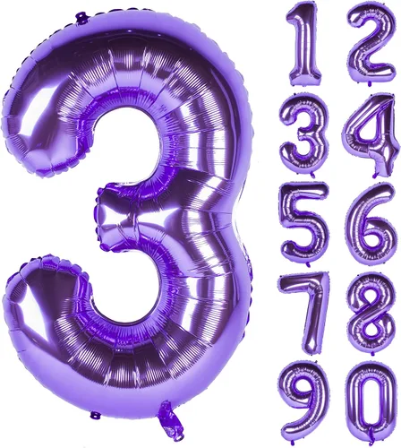 Vista 9 de Globos de 40 pulgadas para inflar con helio, de película de aluminio, para fiestas, cierre manual (púrpura 0)